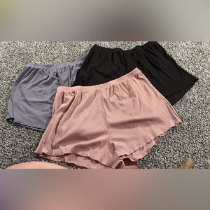 Set of Three Lounge Shorts in Black, Pink, and Purple